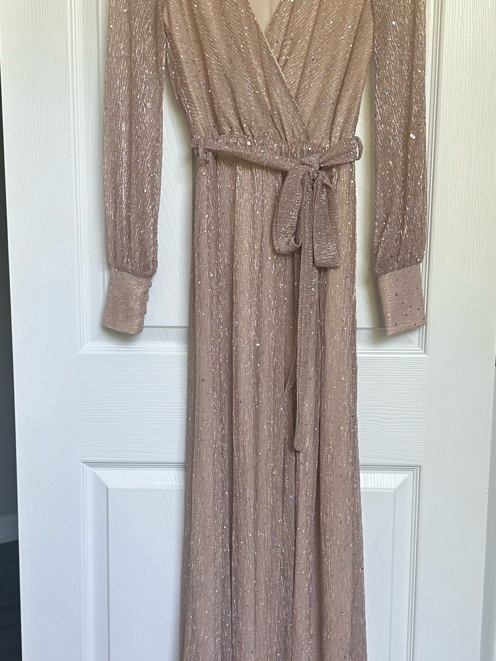 Baltic Born Metallic Blush Pink Wrap Maxi Dress